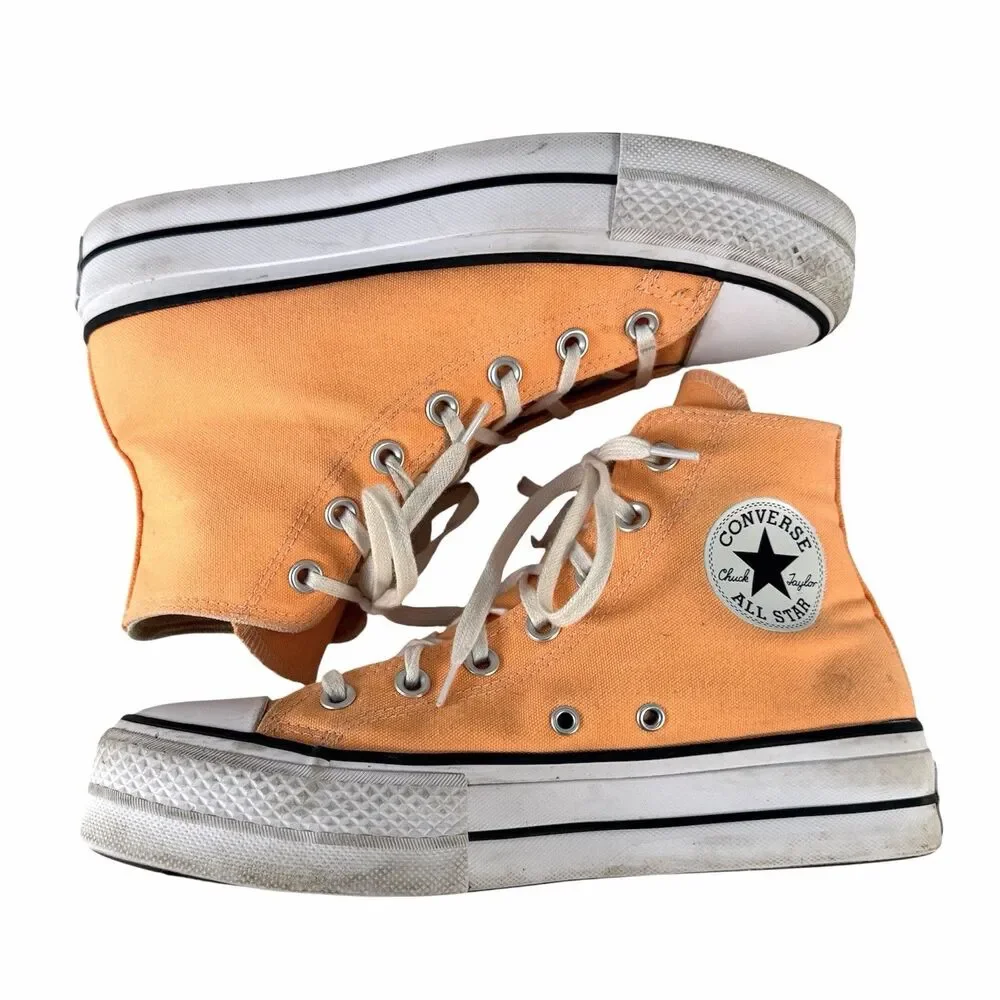 Converse Chuck Taylor All Star Lift Hi Platform Peach Beam Orange Womens 8